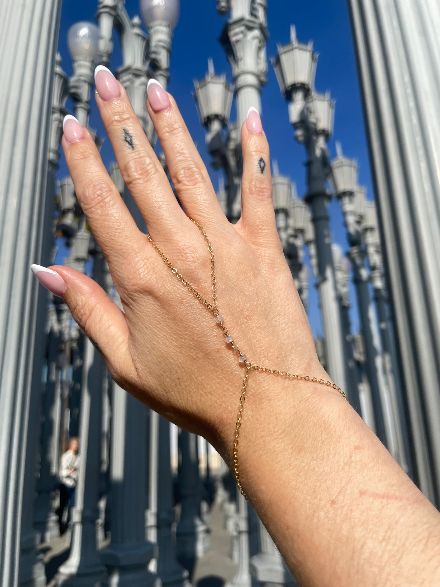 Moonstone Gold Wrapped Hand Chain