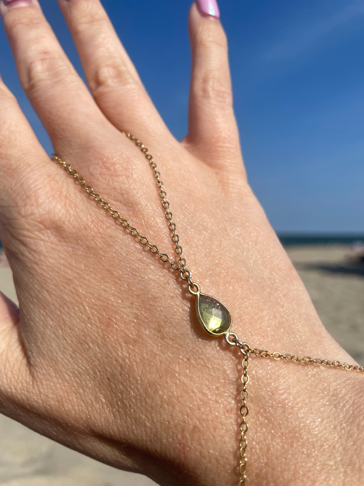 Labradorite Gold Hand Chain