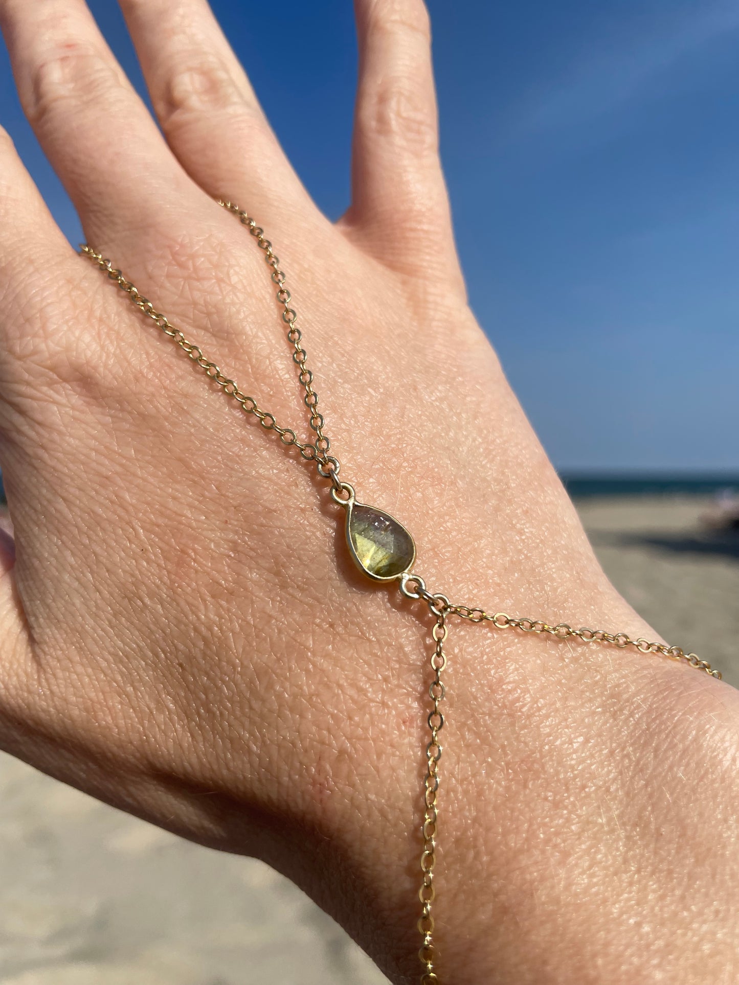 Labradorite Gold Hand Chain