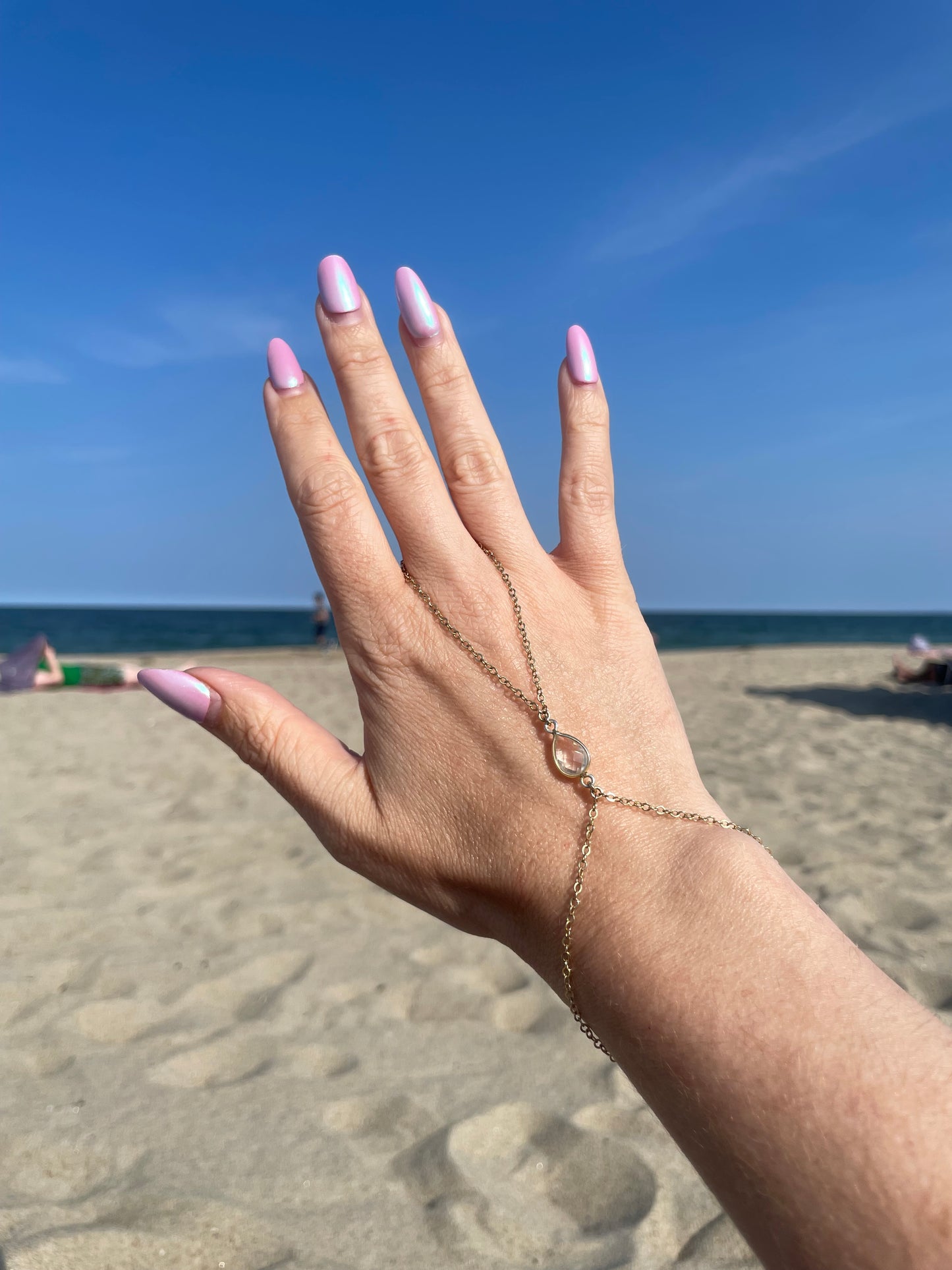 Crystal Quartz Gold Hand Chain