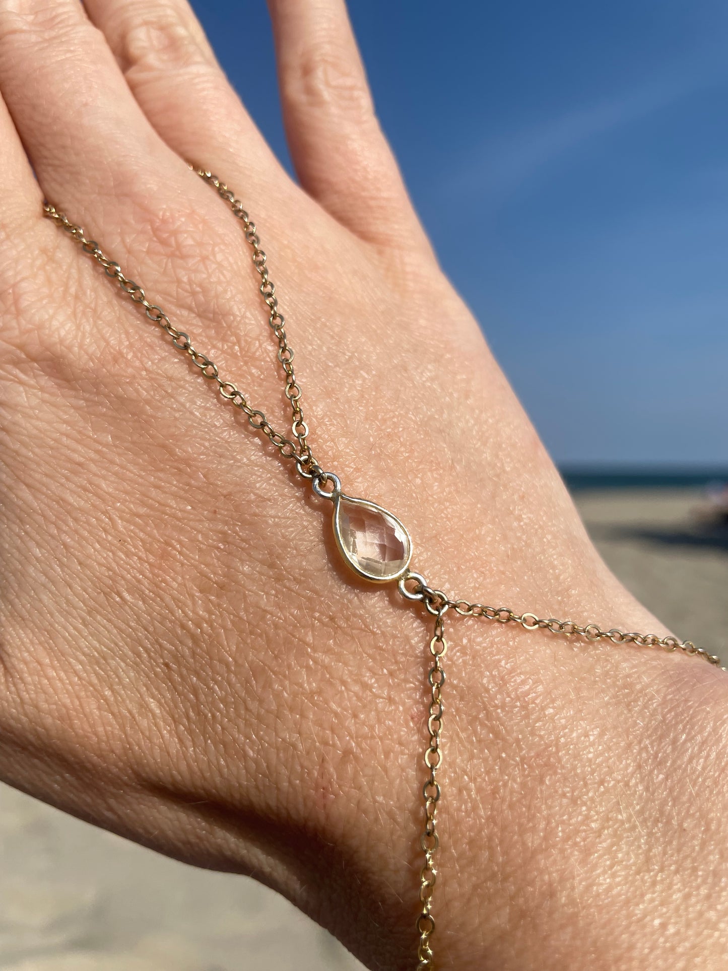 Crystal Quartz Gold Hand Chain