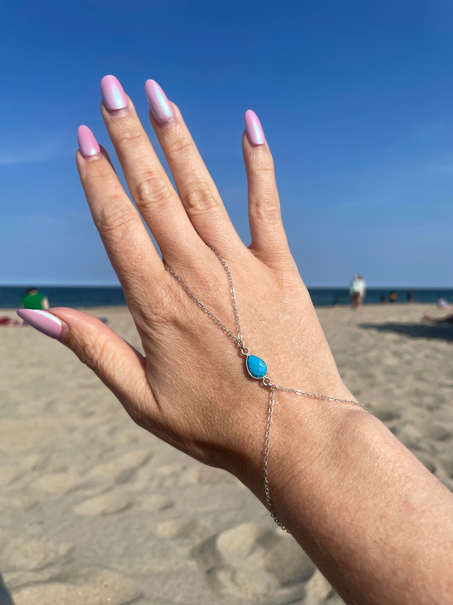 Turquoise Silver Hand Chain