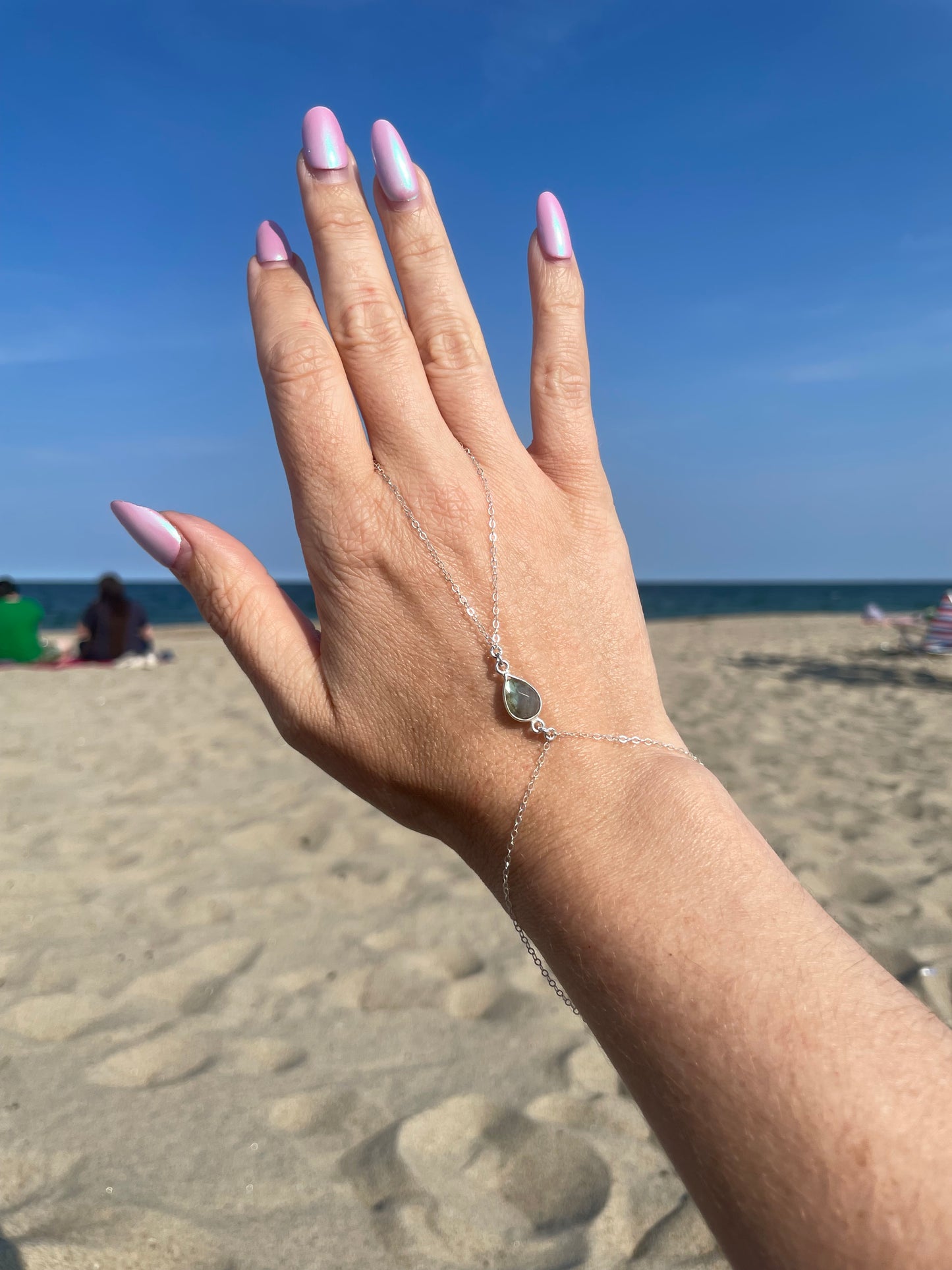 Labradorite Silver Hand Chain