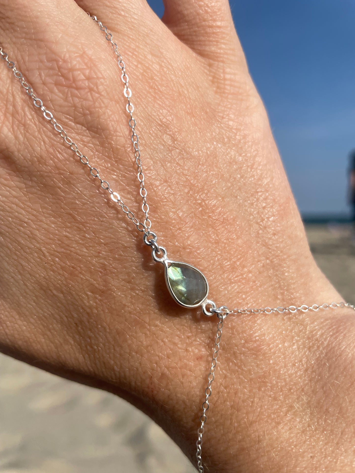 Labradorite Silver Hand Chain