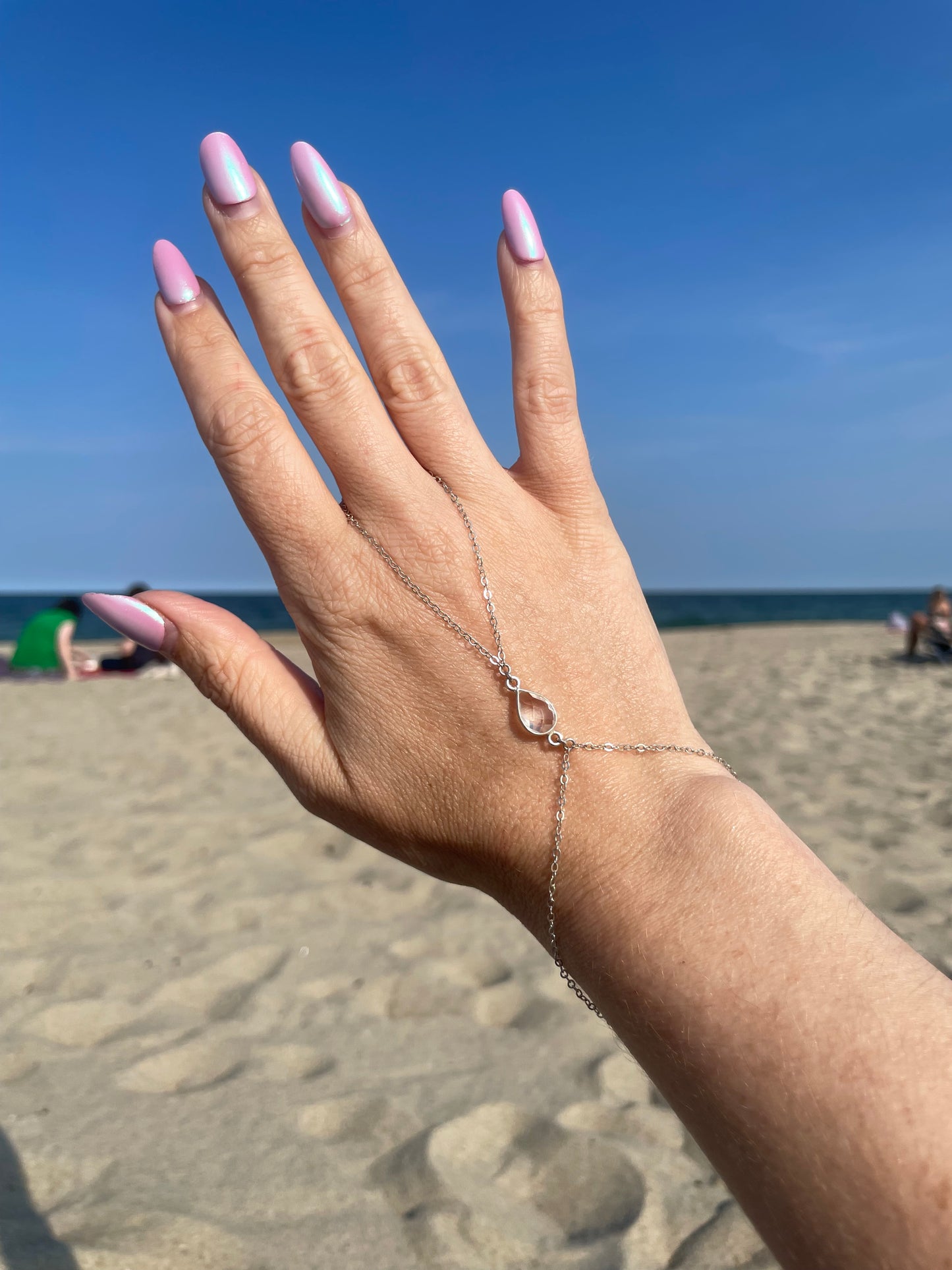 Crystal Quartz Silver Hand Chain