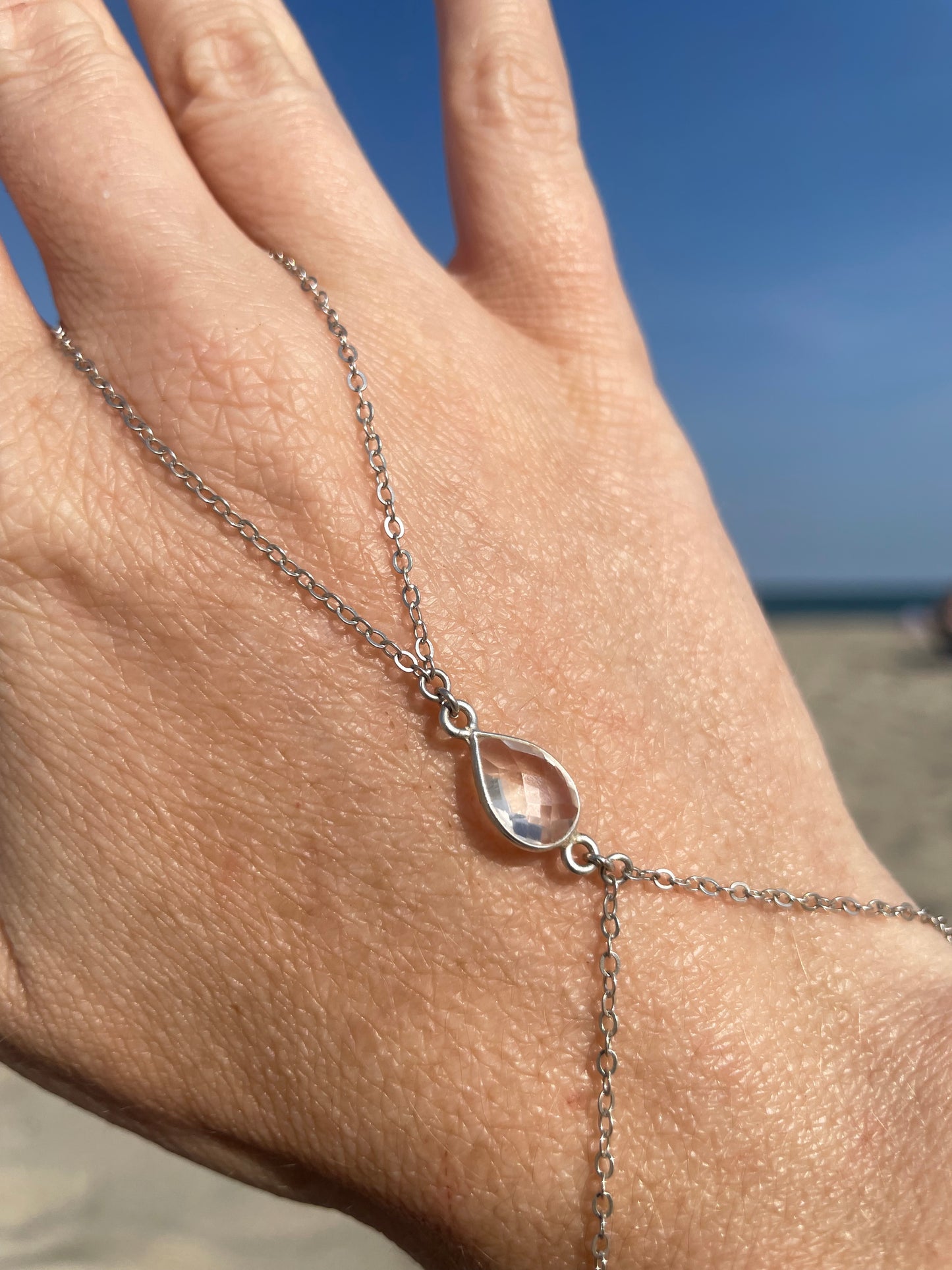 Crystal Quartz Silver Hand Chain