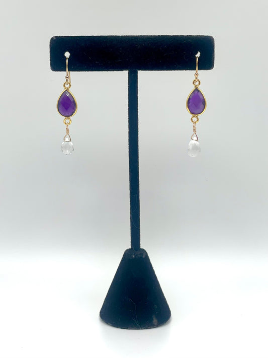 Amethyst Gold Teardrop Earrings