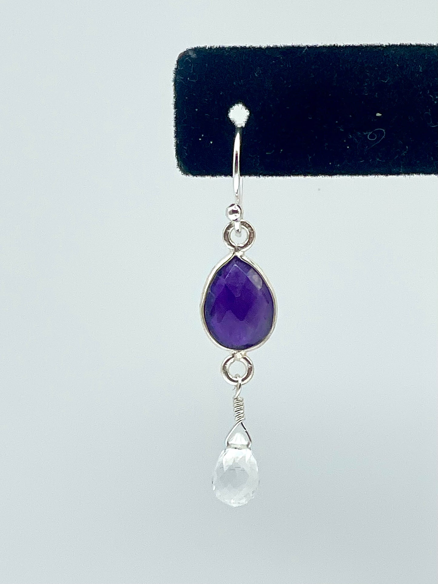 Amethyst Silver Teardrop Earrings