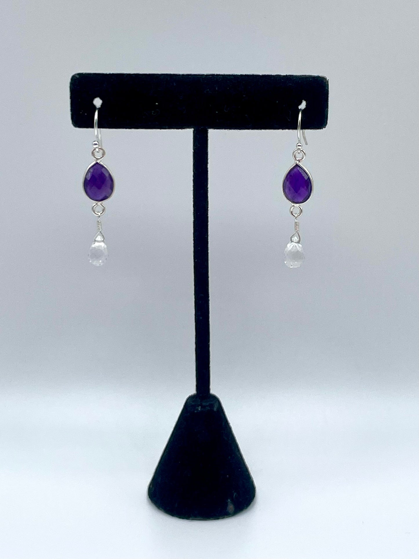 Amethyst Silver Teardrop Earrings