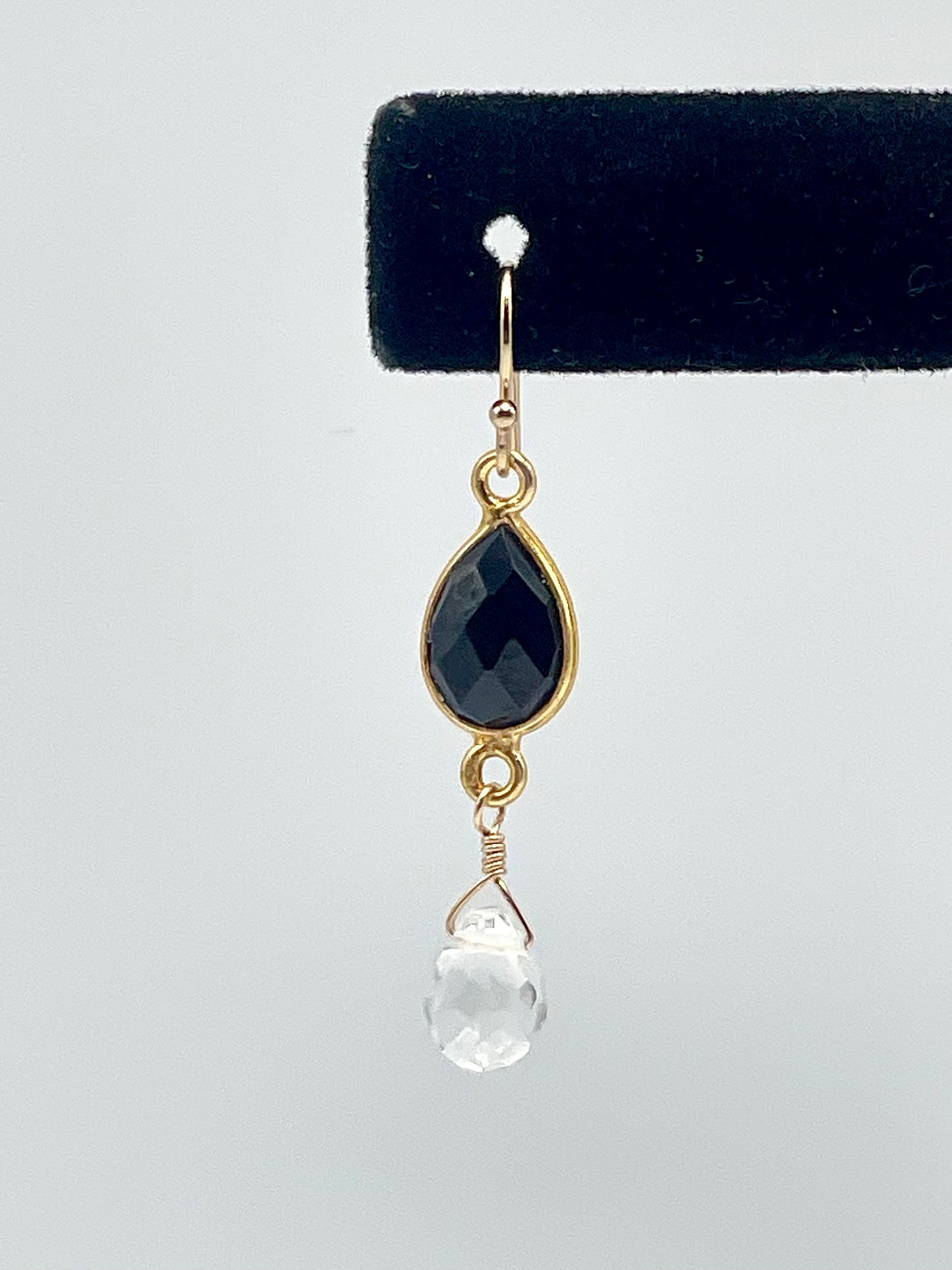 Black Spinel Gold Teardrop Earrings