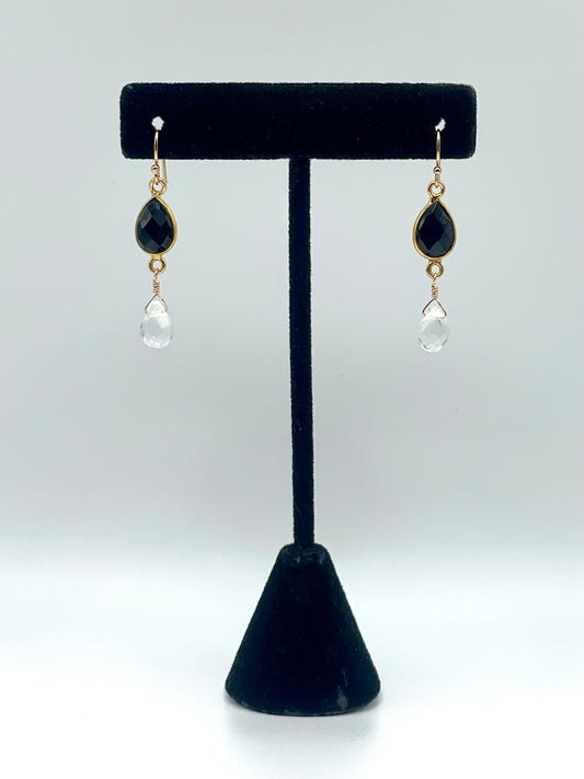 Black Spinel Gold Teardrop Earrings