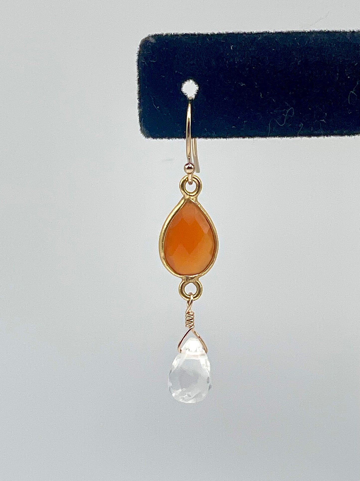 Carnelian Gold Teardrop Earrings