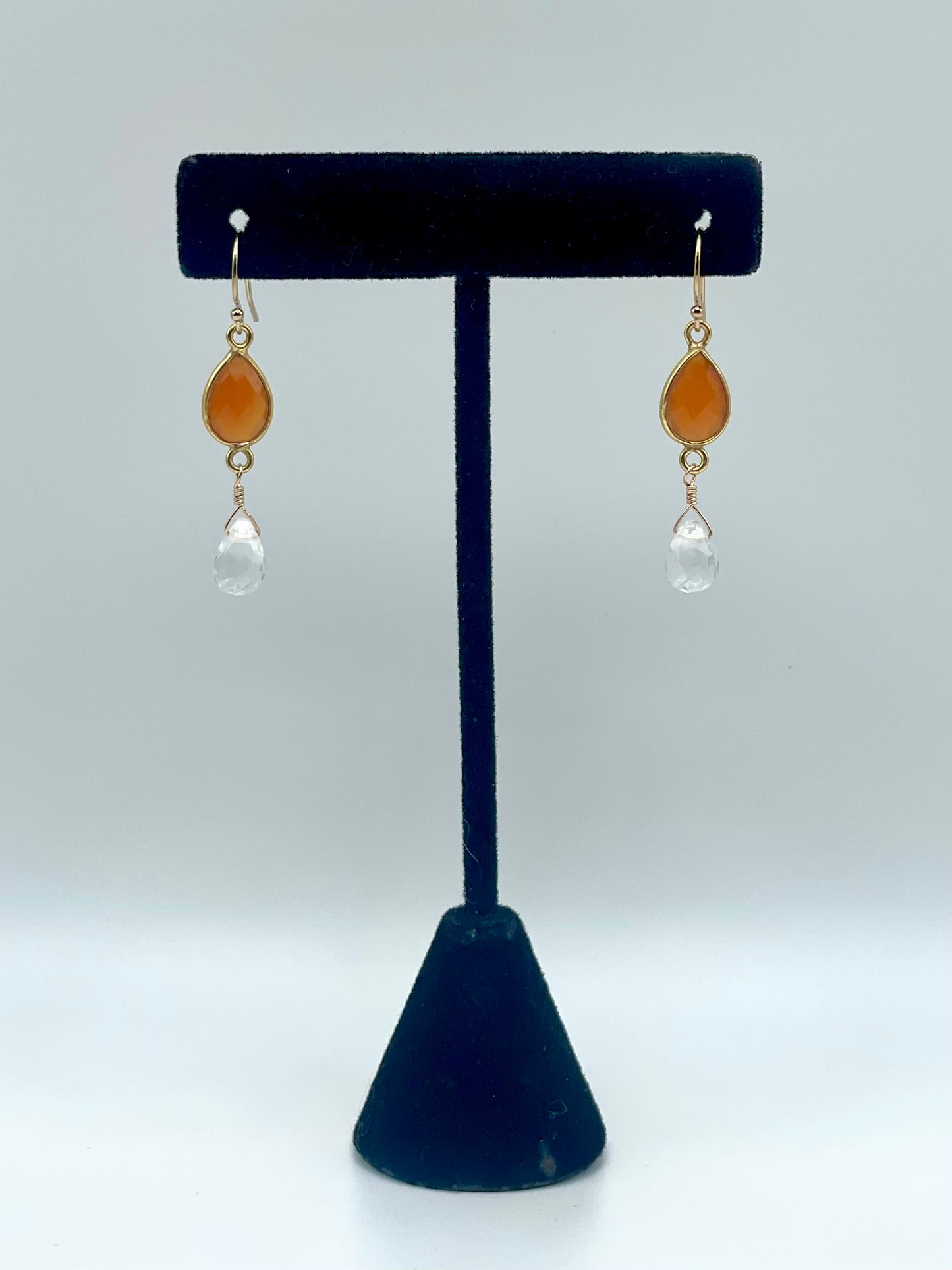 Carnelian Gold Teardrop Earrings