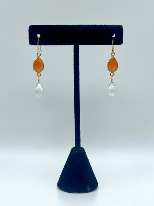 Carnelian Gold Teardrop Earrings