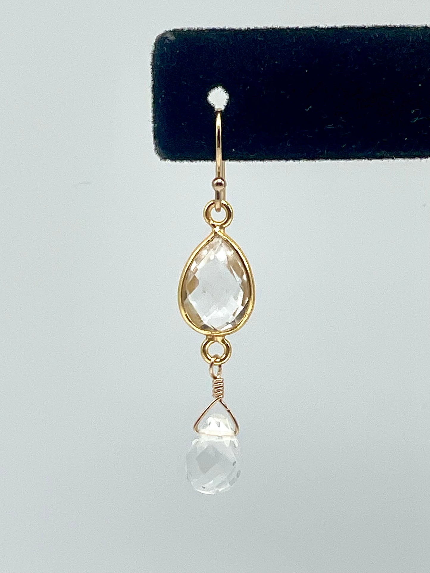 Crystal Quartz Gold Teardrop Earrings