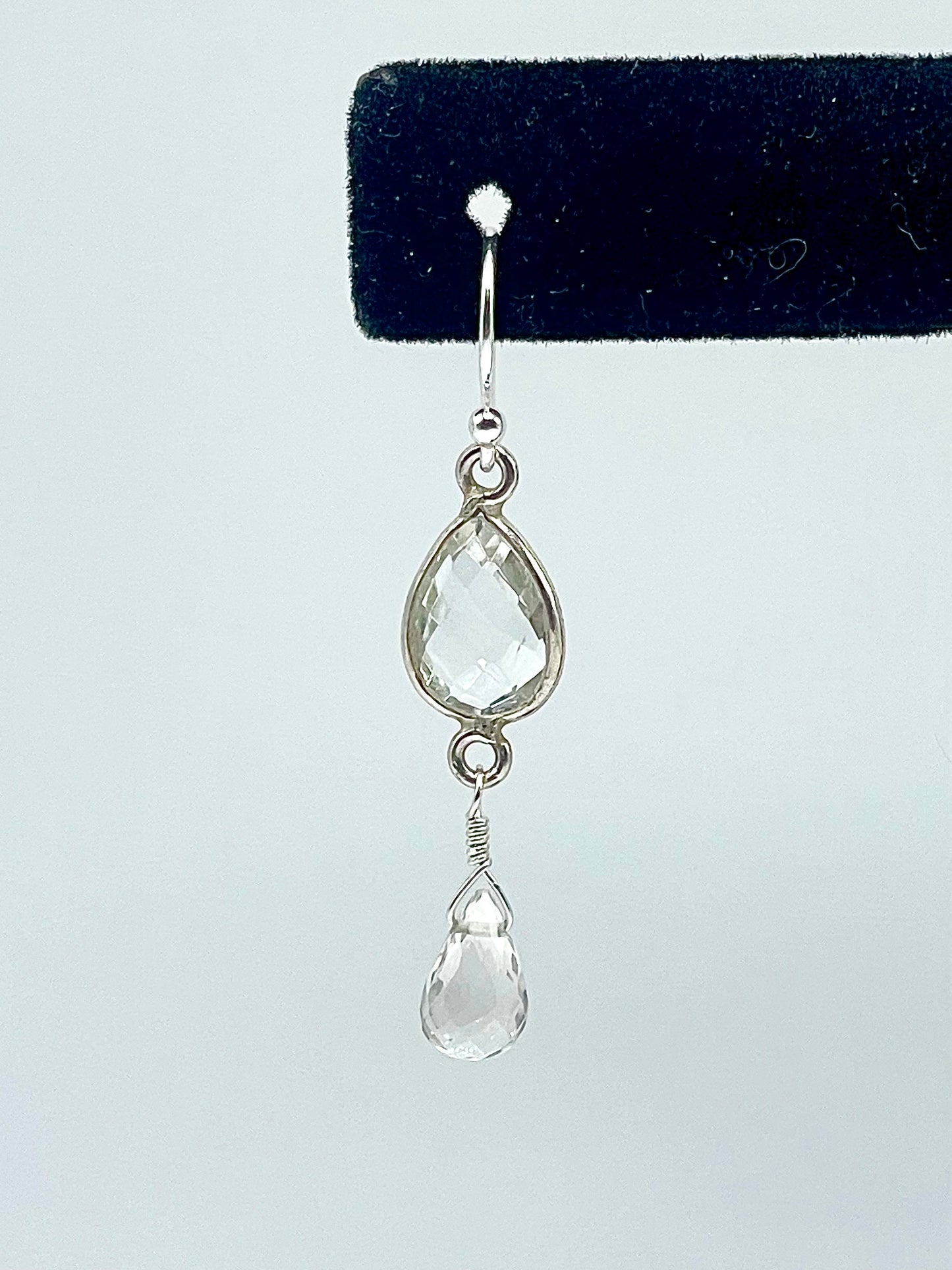 Crystal Quartz Silver Teardrop Earrings