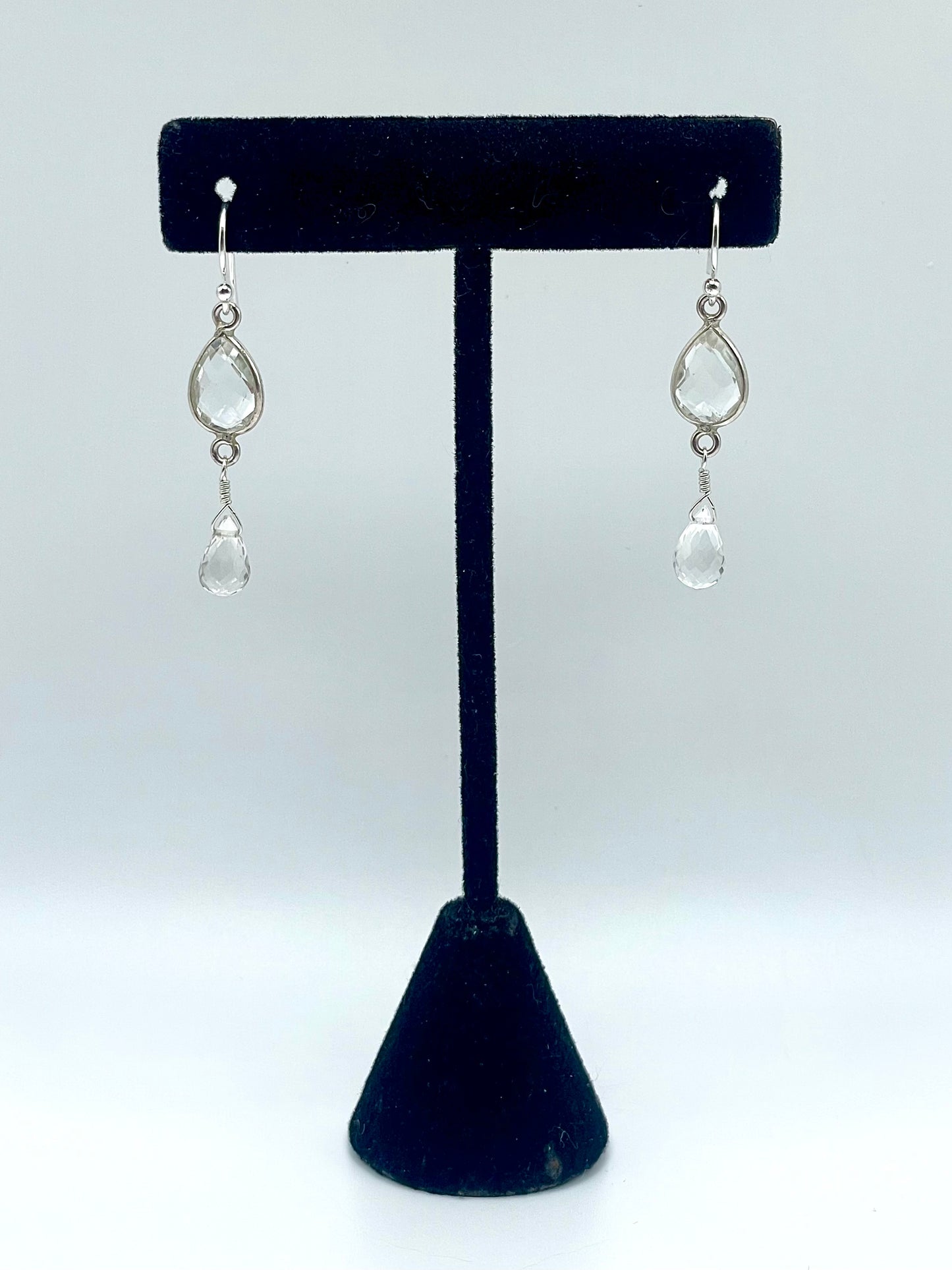 Crystal Quartz Silver Teardrop Earrings