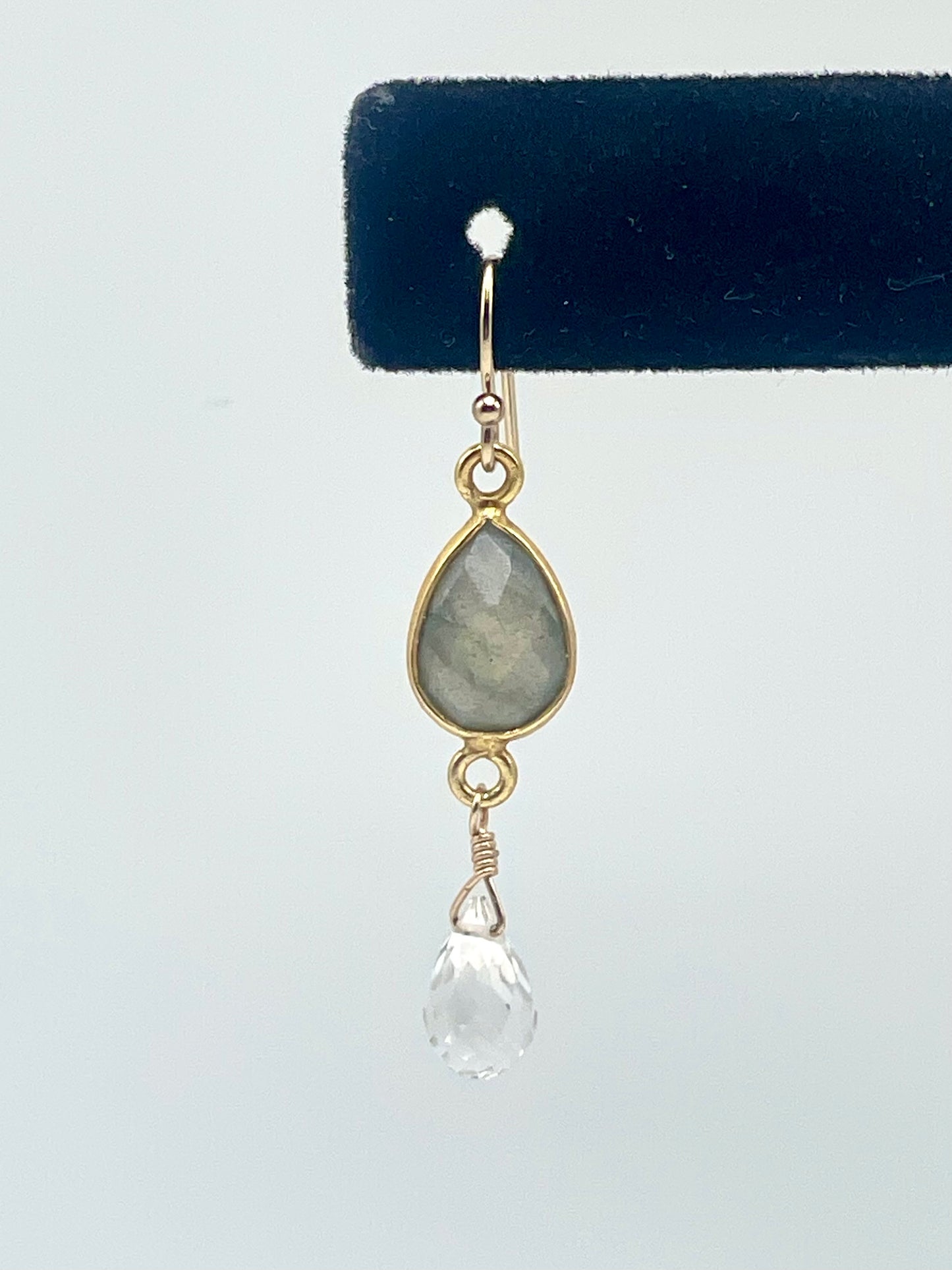 Labradorite Gold Teardrop Earrings