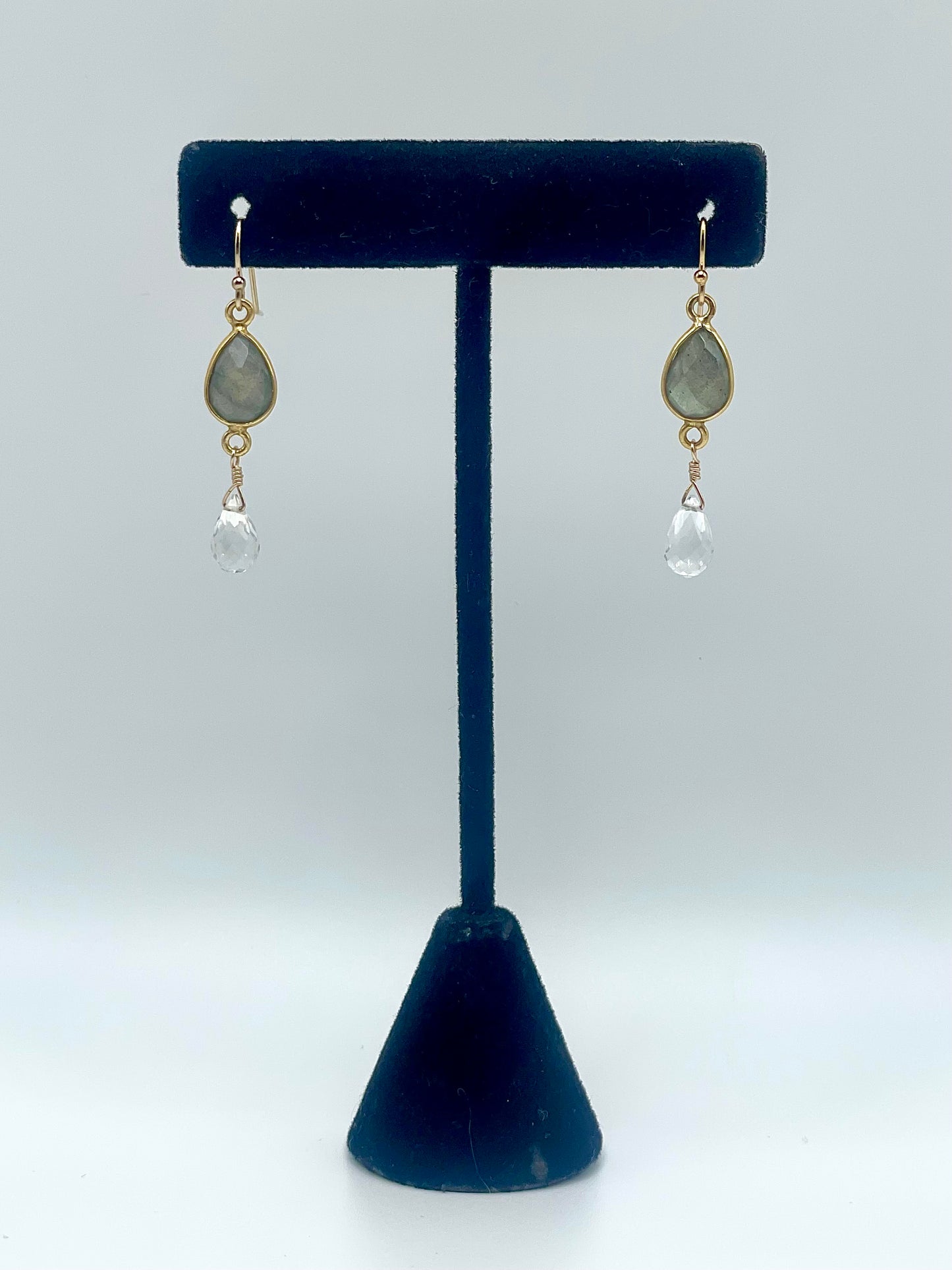 Labradorite Gold Teardrop Earrings