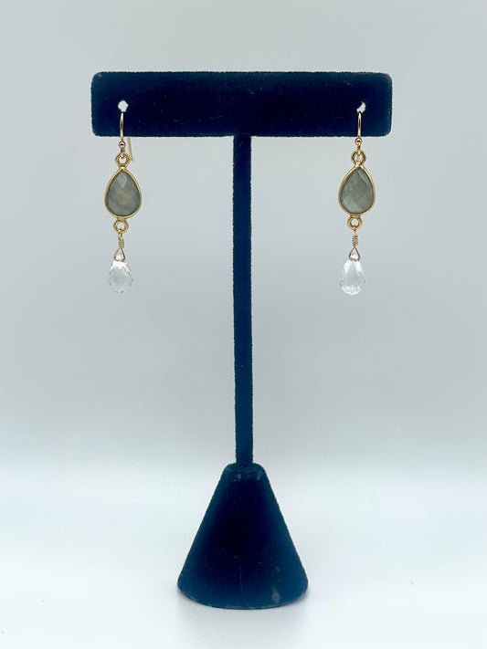 Labradorite Gold Teardrop Earrings