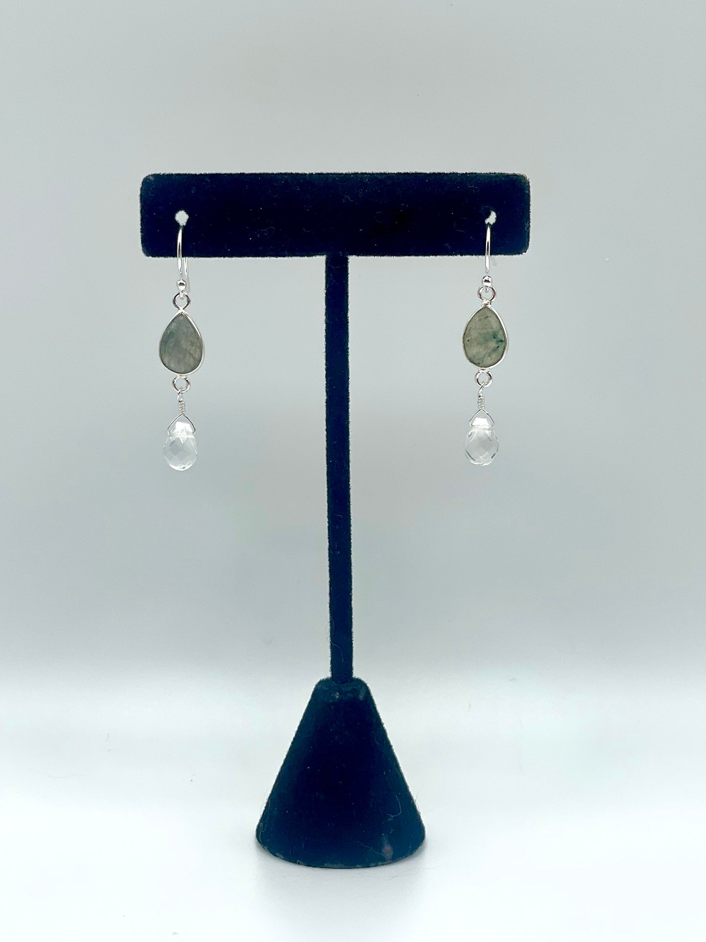 Labradorite Silver Teardrop Earrings