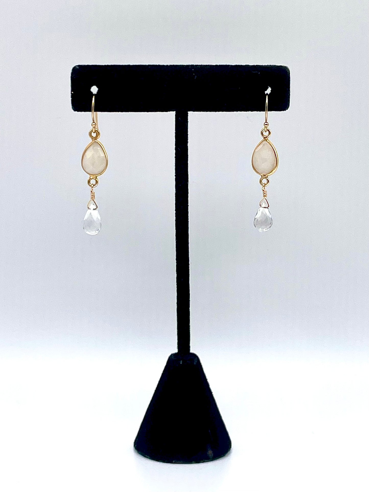 Moonstone Gold Teardrop Earrings