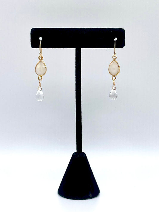 Moonstone Gold Teardrop Earrings