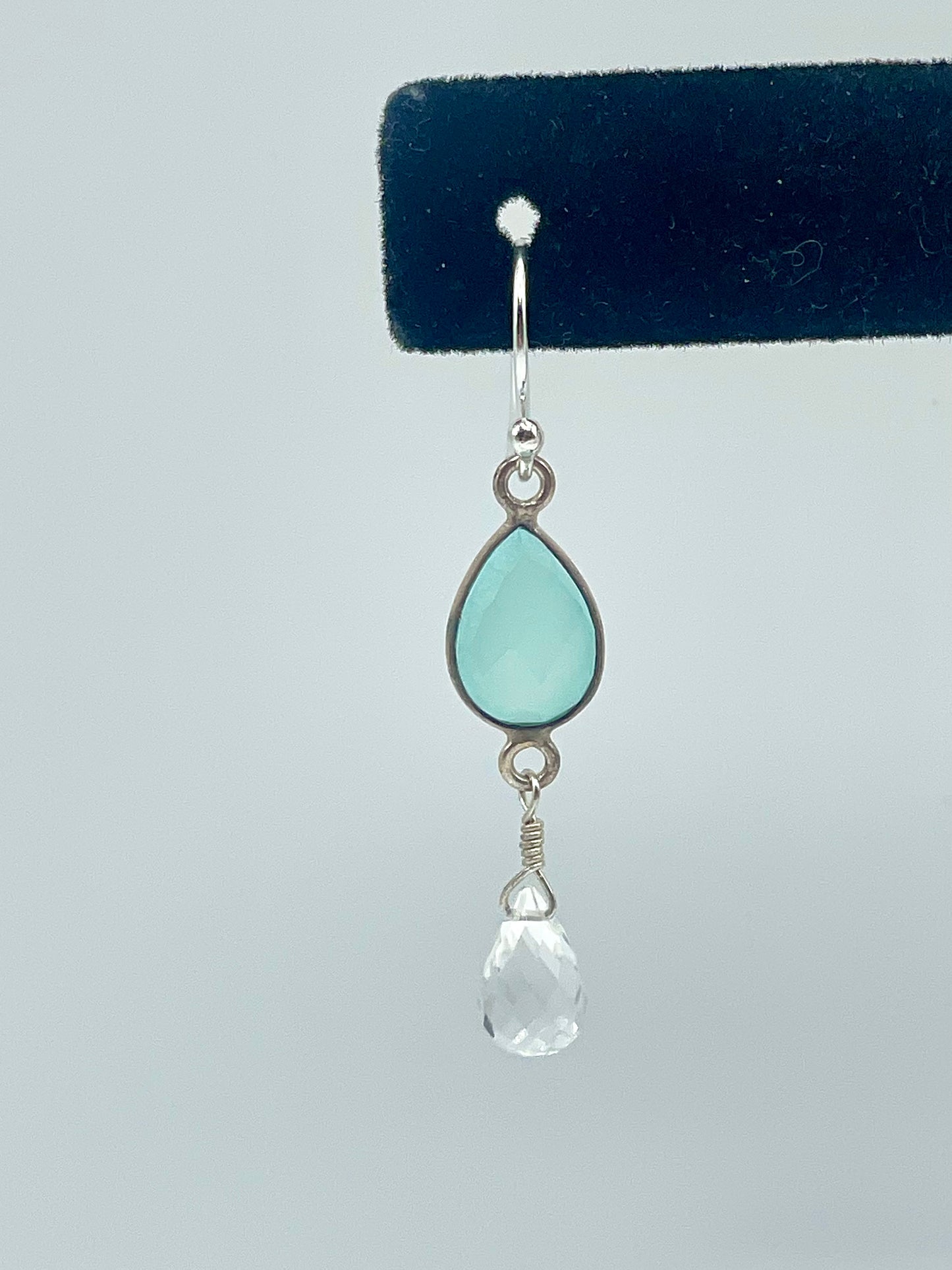 Seablue Chalcedony Silver Teardrop Earrings