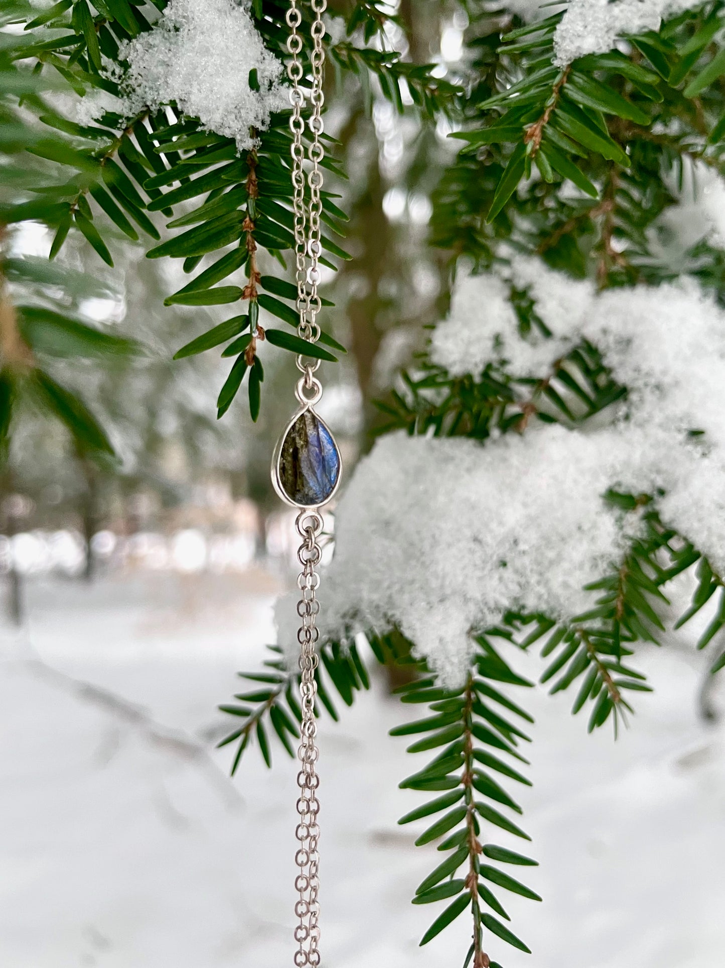 Labradorite Silver Hand Chain