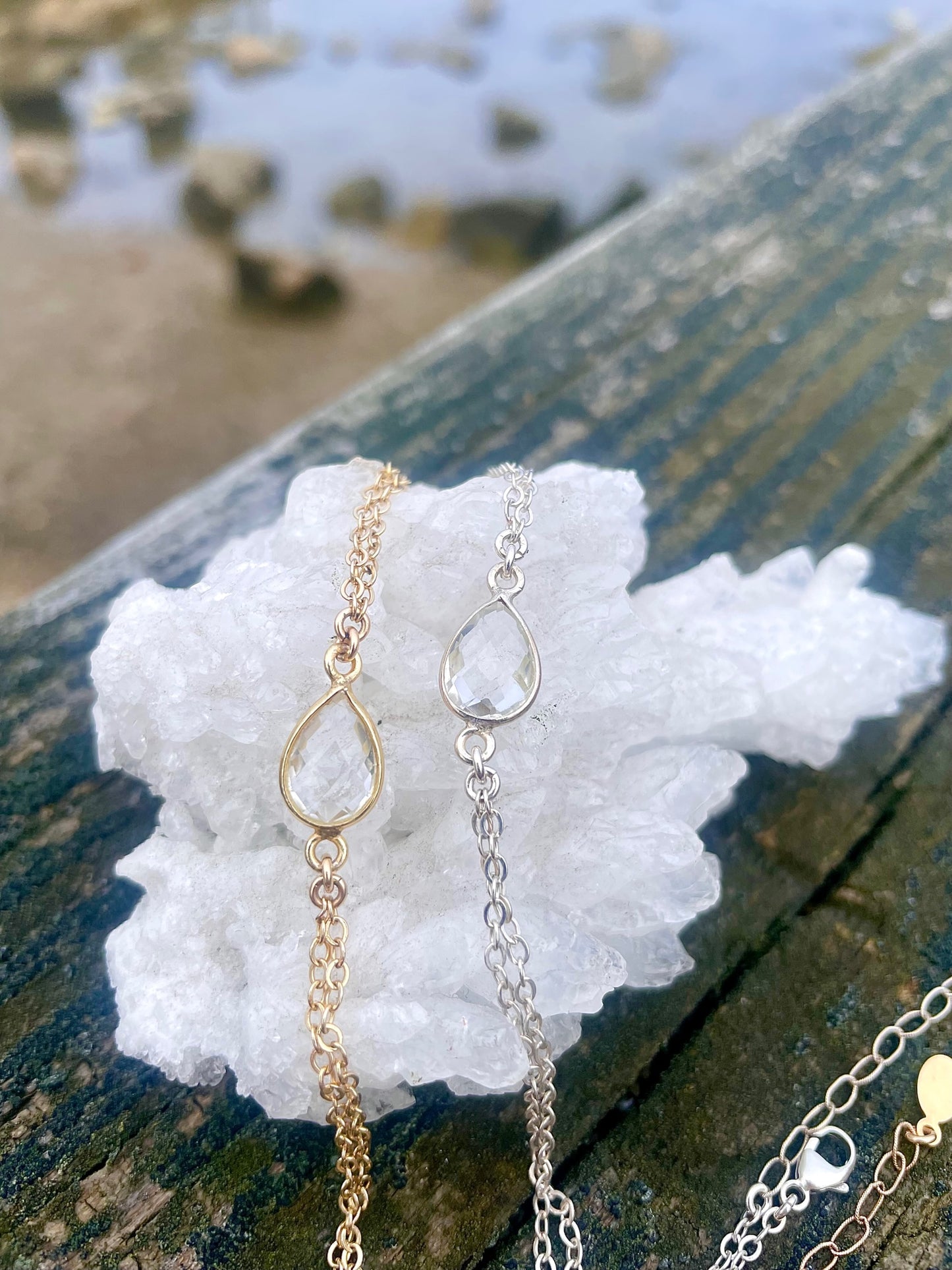 Crystal Quartz Silver Hand Chain